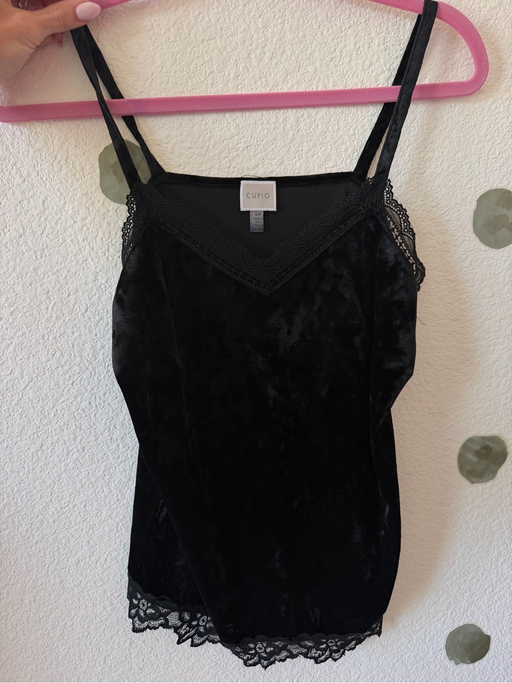 Black Velvet Lace-Trim Camisole